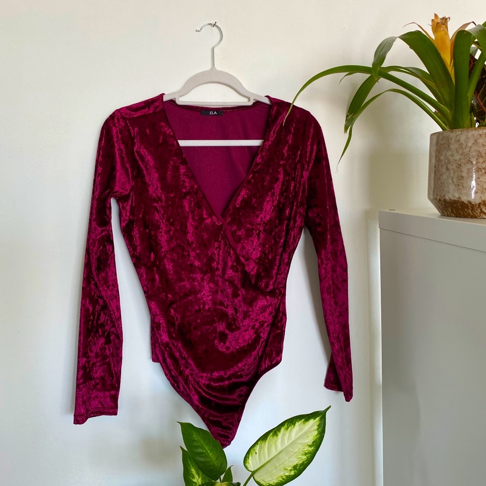 Fuchsia Velvet BodySuit size S